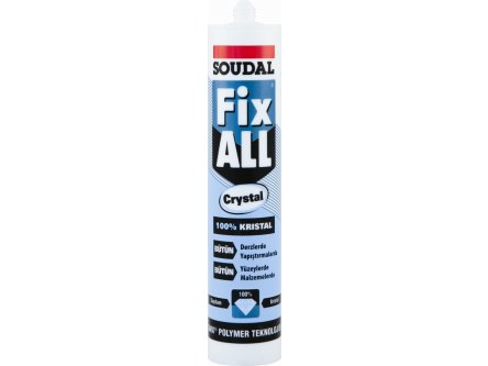 SDL-122530-1-M.jpg Soudal Fix All Crystal Çok Güçlü MS Polimer Yapıştırıcı 290 ml Kristal Şeffaf - Görsel 1