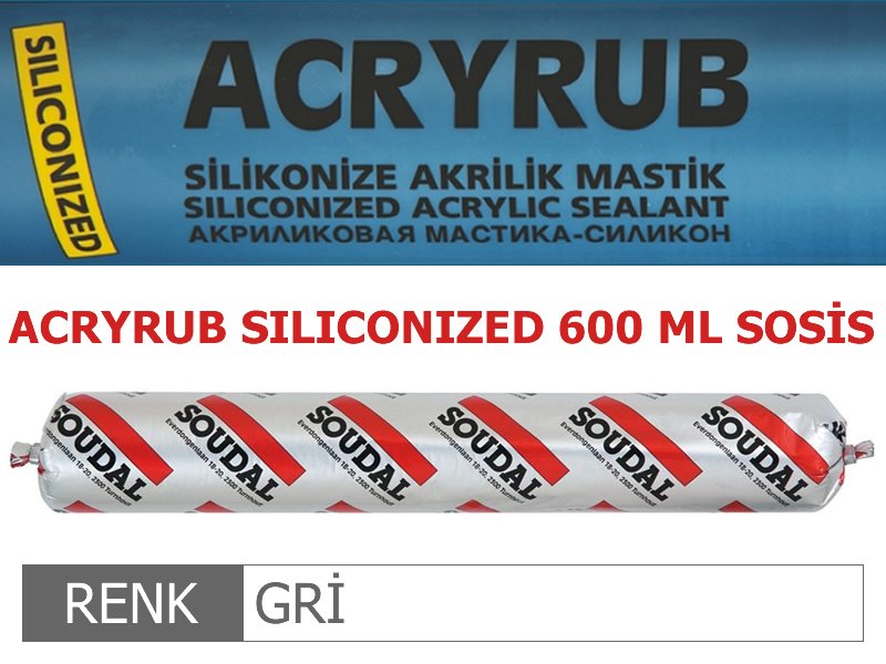 SDL-417603-1-XL.jpg SOUDAL ACRYRUB SİLİKONİZE MASTİK GRİ 600 ML - Görsel 1